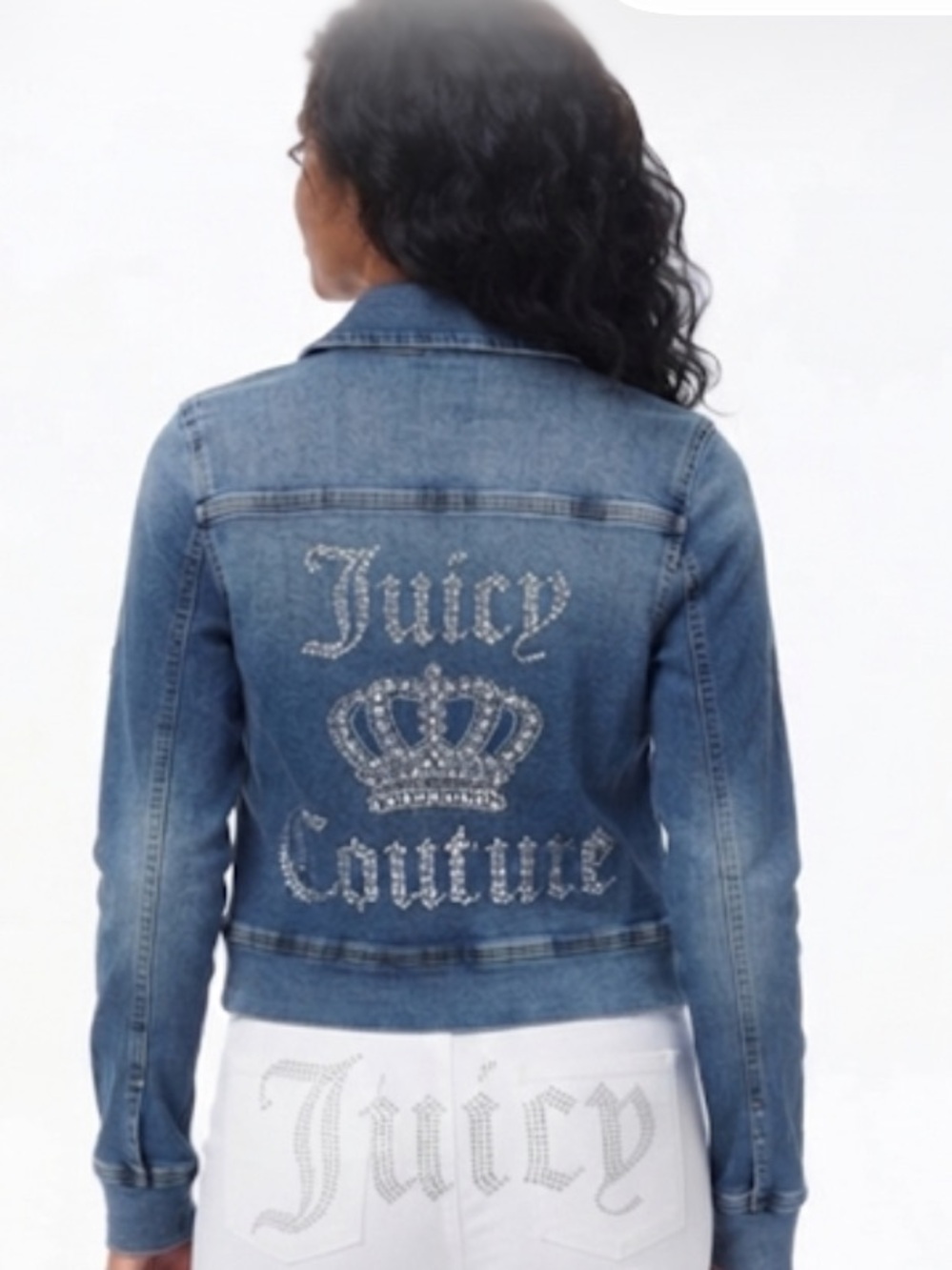 Juicy Couture Blue Crystal-Embellished Denim Jacket